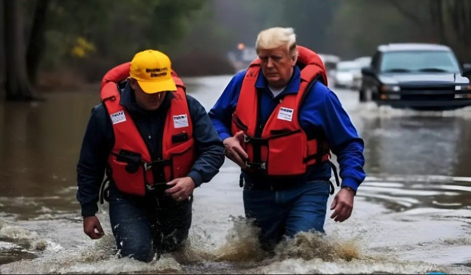 AI-generated pic showing Trump wading in flood waters